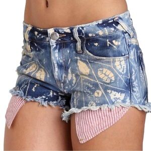 FREE People Batik Mid Rise Bleached Destroyed Rigid Demin Cutoffs 24 Jean Shorts